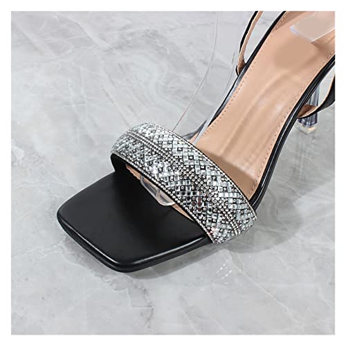 Heels For Women Sandalias de tacón Alto con Cadena de Cristal para Mujer, Zapatos de Fiesta, Tacones de Aguja