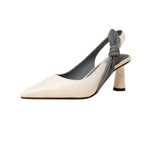 Ladies Colorblock Slingback Puntiagudo de los pies Puntiagudos Sandalias de Fiesta de la Fiesta del Espacio de la Parte Posterior del tacón bajo (tamaño: 38, Color: Negro) (Negro 38 EU)