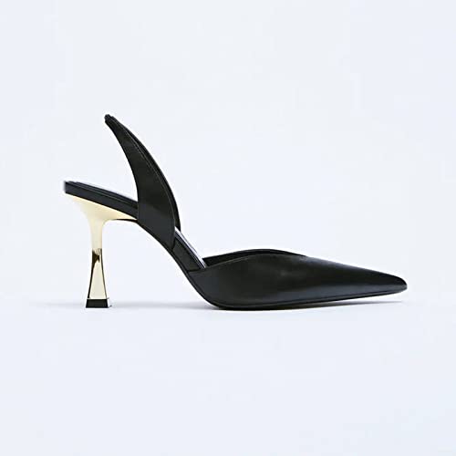 Tacones Altos Tacones Zapatos para Mujeres Color Desnudo Mulas Puntiagudas Tacones de Aguja Hembra Stiletto Black Women Bombes Sandalias de Zapatos Individuales (Khkai, 3.5 Reino Unido)