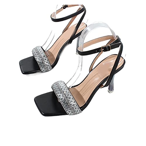 Heels For Women Sandalias de tacón Alto con Cadena de Cristal para Mujer, Zapatos de Fiesta, Tacones de Aguja