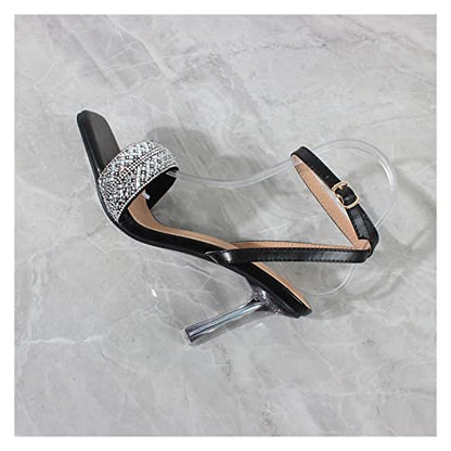 Heels For Women Sandalias de tacón Alto con Cadena de Cristal para Mujer, Zapatos de Fiesta, Tacones de Aguja