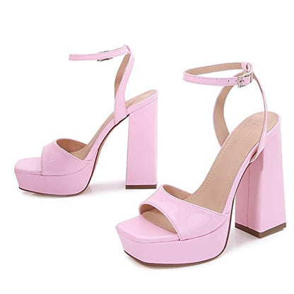 Heels For Women Women's Platform Sandals with Buckles Women's Thick High Heels Women's Lace Up Shoes Women's